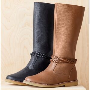 Elephantito braided leather boots- tall (brown)